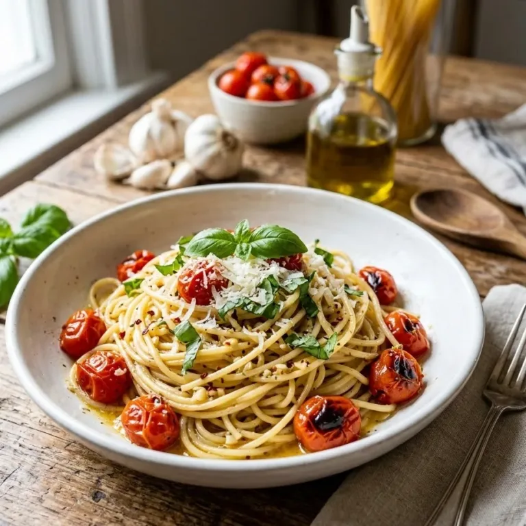 Garlic butter pasta with cherry tomatoes – a quick and easy fast pasta recipe for busy weeknights